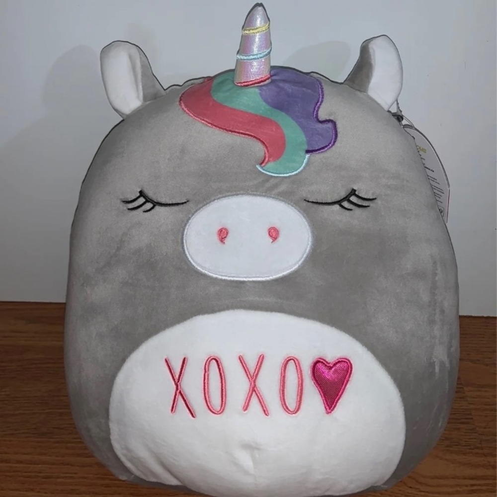 12” Squishmallow Teresa Grey Unicorn XOXO